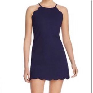 AQUA Scalloped Navy Mini dress